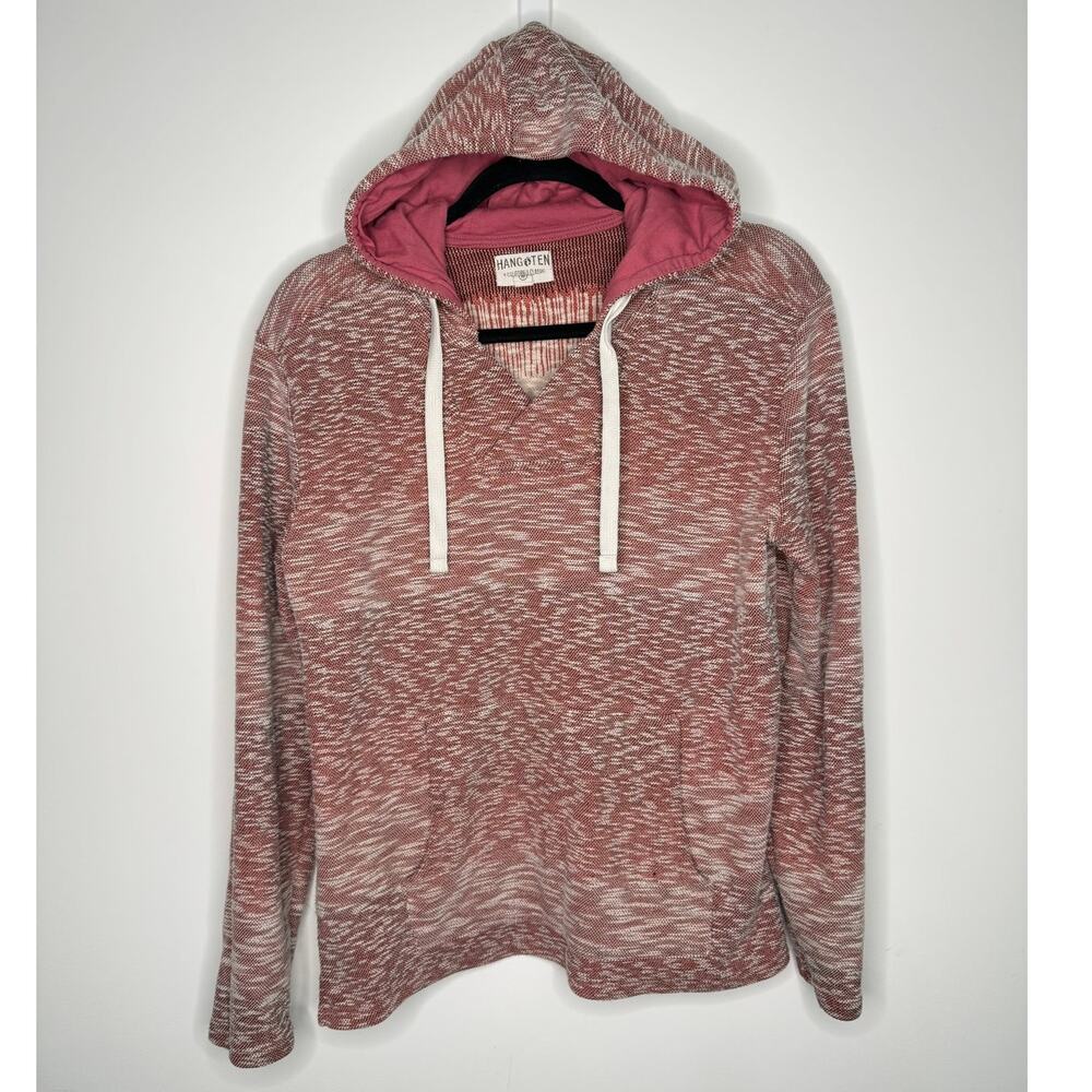 Hang Ten California Women's Surfer Beach Textured Hoodie, Red/White, Size MEDIUM